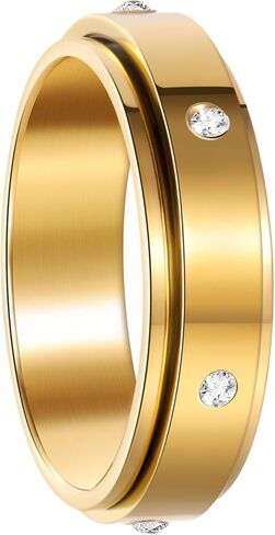 Womens Fidget Rings Anxiety Spinner Ring for Women Thin Anti-stress Spin Rings Titanium Steel Ring Gift for Mom in Saudi Arabia