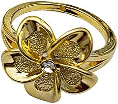 Large Gold Plumeria CZ Ring in Saudi Arabia