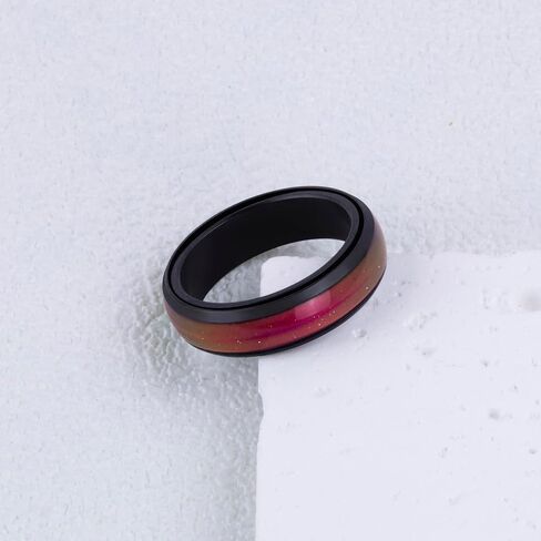 Mood Fidget Ring for Women Teens - 6mm Stainless Steel Temperature Sensative Color Changing Spin Rings for Anxiety Relief Mood Jewelry in Saudi Arabia