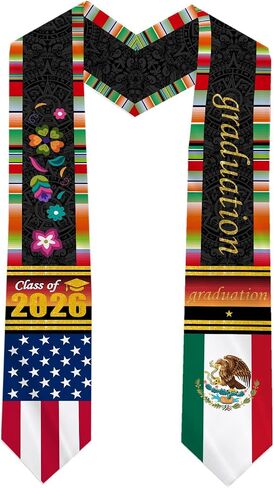 Mexican Class of 2026 Graduation Stole Sash Graduation Stole Mexican American Sash in Kuwait