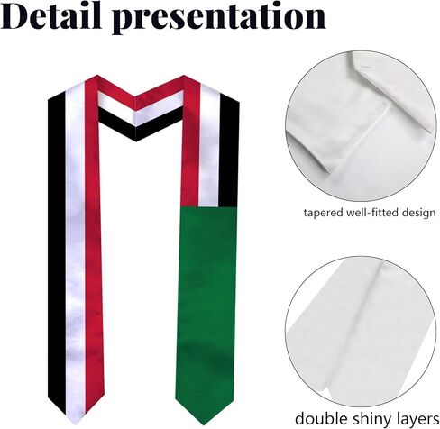 Graduation Sash Satin Scarf 72" Stole for Abroad Student International Study Class in Saudi Arabia