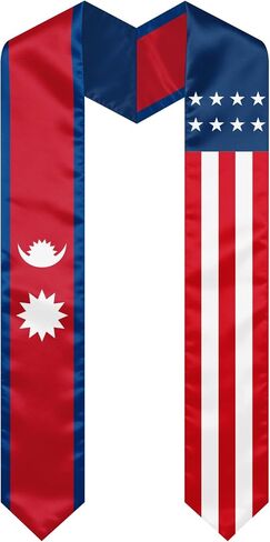 Nepal and American Flag Graduation Stole, Graduation Sash Scarf for International Students, 2026 Graduation Gifts in Kuwait