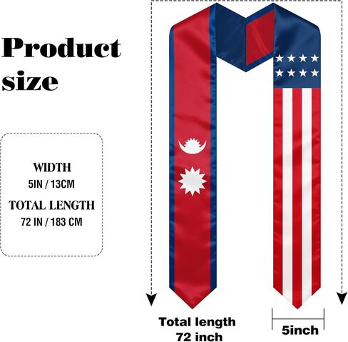 Nepal and American Flag Graduation Stole, Graduation Sash Scarf for International Students, 2026 Graduation Gifts in Kuwait
