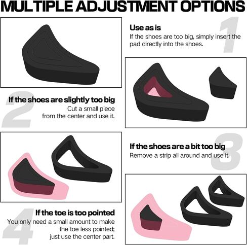 2 Pairs Adjustable Shoe Toe Filler Inserts | Reusable Shoe Size Reducer & Toe Plug Pads | Comfortable Toe Cushions for Men & Women | Fits High Heels, Sneakers, Flats & Boots to Prevent Heel Slippage in Kuwait