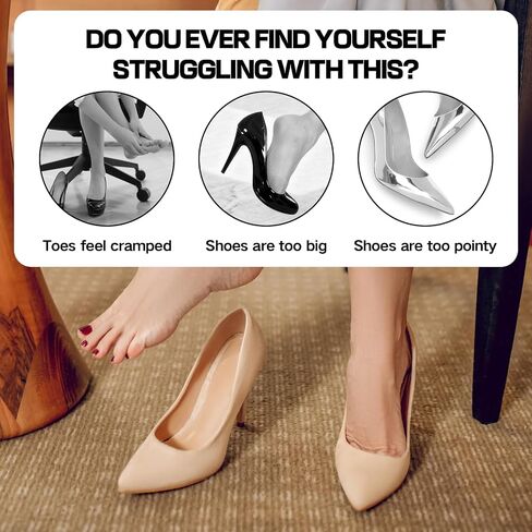 2 Pairs Adjustable Shoe Toe Filler Inserts | Reusable Shoe Size Reducer & Toe Plug Pads | Comfortable Toe Cushions for Men & Women | Fits High Heels, Sneakers, Flats & Boots to Prevent Heel Slippage in Kuwait