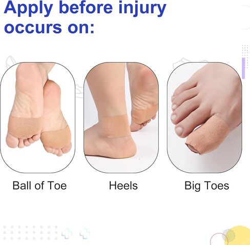 Blister Tapes for Feet & Heels | Pre-Cut & Ultra Large Bandages for Heels | Waterproof & Strong Stick Patches for Foot | Self-Stick Blister Cushions, 50 PICS, Beige in Saudi Arabia