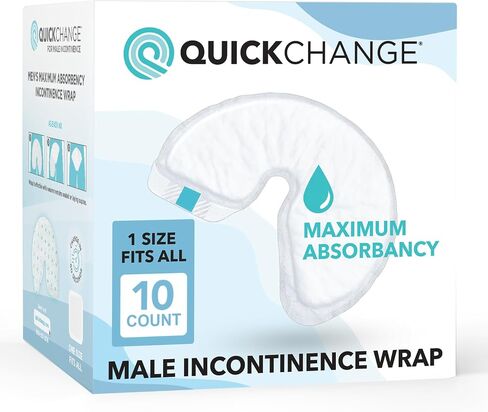 QuickChange Men’s Overnight Adult Incontinence Wrap (Pad), Maximum Absorbency, Holds 17oz Dry to the Touch, Disposable, Fragrance Free, One Size Fits All, Catheter Replacement,140 Count in Kuwait