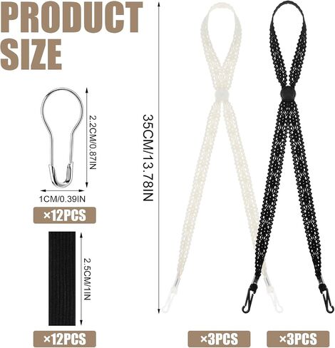 Newcotte 6 Pcs Lace Hat Straps for Wind Adjustable Black Beige Sun Hats Chin Cord Replacement Windproof Keeper String for Beach Women Boonie Wide Golfing Fishing Boating Travel Summer in Kuwait