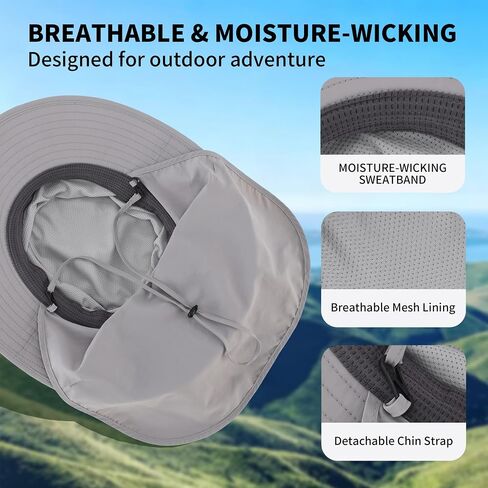 Connectyle Wide Brim Sun Hat for Men Women UPF 50+ Breathable Fishing Hat with Neck Flap Outdoor Hiking Safari Bucket Hats in Kuwait