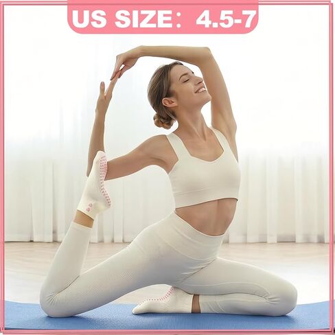4 Pairs Pilates Ankle Socks for Women Yoga Non Slip Socks with Love Heart for Barre yoga Gym Workouts and Dance Training in Kuwait