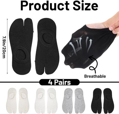 جوارب SynHHergyx Flip Flop، 4 أزواج من جوارب تابي القطنية ذات القصة المنخفضة للنساء من الجوارب اليابانية المرنة للنساء والرجال للجنسين (4 ألوان) in Kuwait