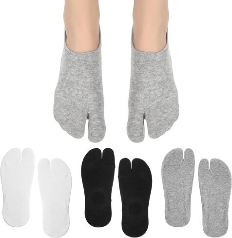 SynHHergyx Split Toe Socks, 3 Pairs Cotton 2 Toe Low Cut Tabi Socks Elastic Japanese Flip Flop Sock for Women Men Unisex in Kuwait