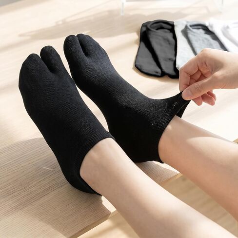 SynHHergyx Split Toe Socks, 3 Pairs Cotton 2 Toe Low Cut Tabi Socks Elastic Japanese Flip Flop Sock for Women Men Unisex in Kuwait