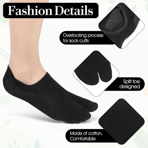 SynHHergyx Split Toe Socks, 3 Pairs Cotton 2 Toe Low Cut Tabi Socks Elastic Japanese Flip Flop Sock for Women Men Unisex in Kuwait
