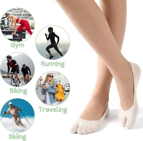 Bremorou 5Pairs Flip Flop Socks, Tabi Socks For Women, Unisex Split Toe Socks, Cotton Tabi Socks, Low Cut Elastic Ankle Crew Athletic Split Toe Socks, Geta Samurai Socks for Men Women in Kuwait