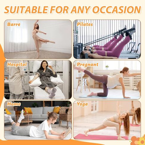 6 Pairs Women's Polka Dot Ruffle Pilates Socks Soft Non-Slip Barre Socks with Cute Lace Trim, Yoga Sock for Daily Wear Dance in Kuwait
