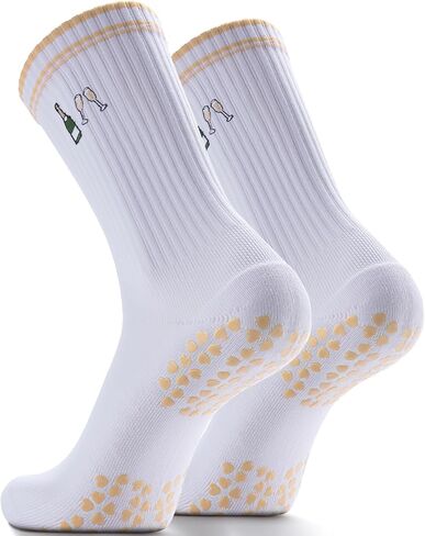 Non-Slip Pilates Grip Socks for Women - Embroidery Crew Sock with Sticky Sole, Ideal for Yoga, Workout, & Barre in Kuwait