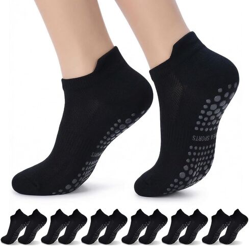 6 Pairs Grip Socks for Women, Grippy Non Slip Pilates Socks for Yoga, Barre, Barefoot Workout,Hospital Bag Essentials in Saudi Arabia