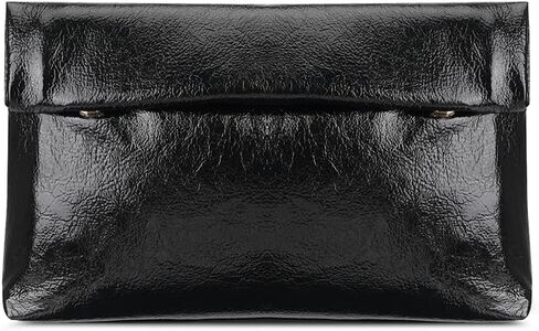Women's Evening Clutch Bag Metallic Crinkled Leather Clutch Purse, Fold-over Handbag Envelope Purse in Saudi Arabia