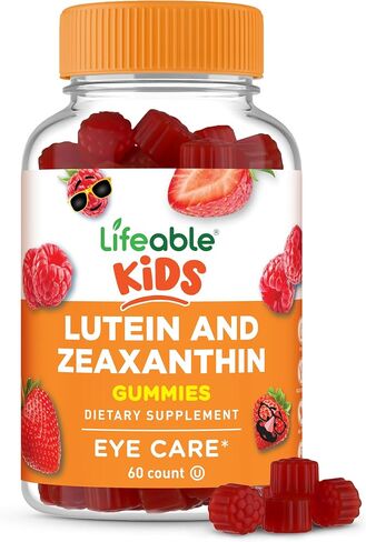 Lifeable Lutein and Zeaxanthin Gummies for Kids, Eye Vitamins for Vision & Eye Health Support, Berry Flavored Supplements, Vegan, Non-GMO, Gluten Free, 60 Count in Kuwait