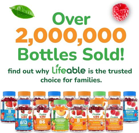 Lifeable Lutein and Zeaxanthin Gummies for Kids, Eye Vitamins for Vision & Eye Health Support, Berry Flavored Supplements, Vegan, Non-GMO, Gluten Free, 60 Count in Kuwait