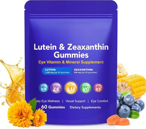 Lutein Gummies with Zeaxanthin, Eye Health Supplement with 40mg Lutein & 8mg Zeaxanthin, Enriched with Vitamins A C E, Daily Vision Support Chewable Gummies, Berry Flavor, 60 Count in Saudi Arabia