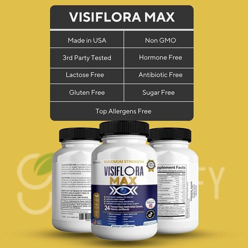 VisiFlora Max Eye Health Supplement, Vitamins and Minerals, Lutein, Bilberry Extract, 60 Capsules (1) in Saudi Arabia