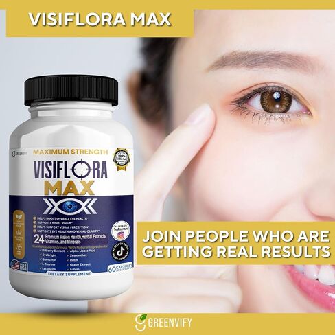 VisiFlora Max Eye Health Supplement, Vitamins and Minerals, Lutein, Bilberry Extract, 60 Capsules (1) in Saudi Arabia