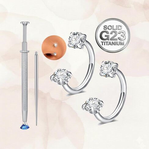 Longita Titanium Horseshoe Nose Ring for Women Double Gem Horse Shoe Nose Ring Hoop 20g 18 gauge 8mm Surgical Steel Silver Gold Cartilage Helix Tragus Earring Labret Lip Piercing Jewelry Septum Rings in Saudi Arabia
