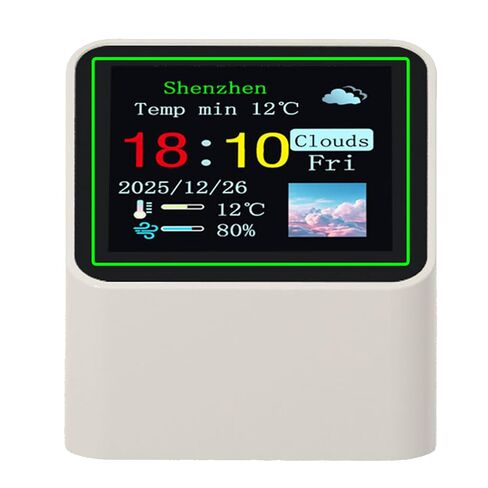 Fockety Smart Weather Clock, 1.54 Inch WiFi Digital Clock Adjustable Brightness Desktop Electronic Weather Station with Customizable GIF Animation for Home Office Desk in Kuwait
