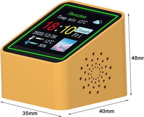 Hilitand Smart Weather Clock, Real Time Weather Update with 1.54 Inch Screen Adjustable Brightness Desktop Electronic Clock for Home Office in Saudi Arabia