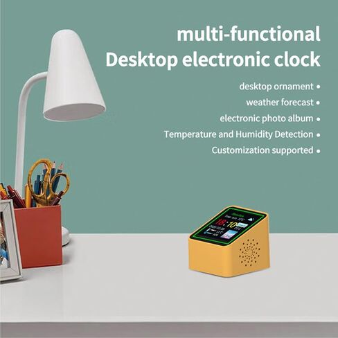 Hilitand Smart Weather Clock, Real Time Weather Update with 1.54 Inch Screen Adjustable Brightness Desktop Electronic Clock for Home Office in Saudi Arabia