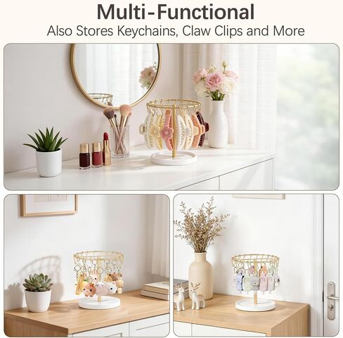 Mkono Bracelet Holder Gold Bracelet Display Stand with Tray Metal Jewelry Organizer with 40 hooks Modern Storage Rack for KeyChain Accessories Selling Bedroom Decor Dressing Table in Kuwait