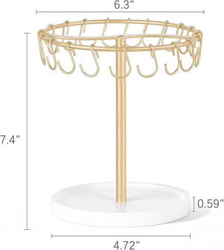 Mkono Bracelet Holder Gold Bracelet Display Stand with Tray Metal Jewelry Organizer with 40 hooks Modern Storage Rack for KeyChain Accessories Selling Bedroom Decor Dressing Table in Kuwait