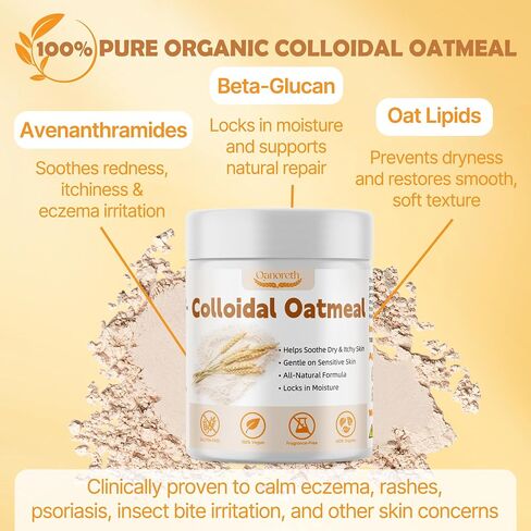 Colloidal Oatmeal–100% Organic Colloidal Oatmeal Powder for Sensitive, Dry,or Eczema-Prone Skin Relief, Fragrance-Free, Gluten-Free–Ideal for ColloidalOatmeal Bath, Lotions, DIY Skincare & Soap Making in Saudi Arabia
