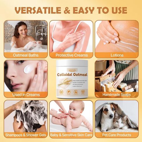 Colloidal Oatmeal–100% Organic Colloidal Oatmeal Powder for Sensitive, Dry,or Eczema-Prone Skin Relief, Fragrance-Free, Gluten-Free–Ideal for ColloidalOatmeal Bath, Lotions, DIY Skincare & Soap Making in Saudi Arabia