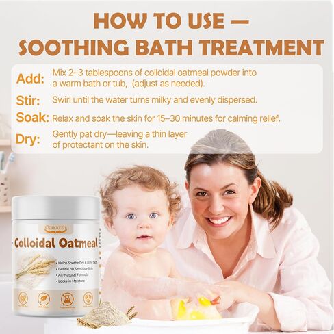 Colloidal Oatmeal–100% Organic Colloidal Oatmeal Powder for Sensitive, Dry,or Eczema-Prone Skin Relief, Fragrance-Free, Gluten-Free–Ideal for ColloidalOatmeal Bath, Lotions, DIY Skincare & Soap Making in Saudi Arabia