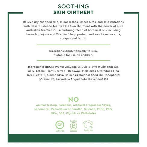 Desert Essence Organic Tea Tree Oil Skin Ointment - 1 Fl Oz - Pack of 4 - Jojoba & Lavender Essential Oils - Vitamin E - Sweet Almond Extract - Moisturizer For Dry Skin, Skin Irritations, Cuticles in Kuwait