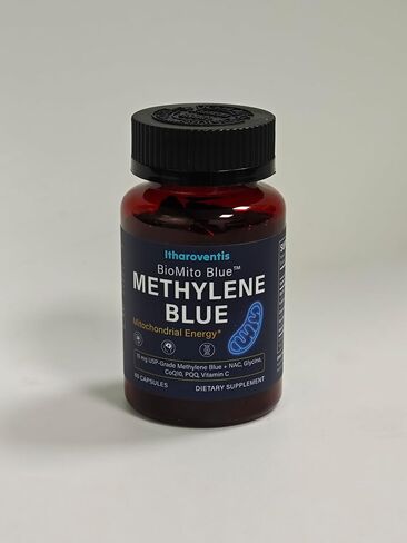 Methylene Blue Pharmaceutical Grade Capsules – USP Grade Brain Supplement with CoQ10, NAC, PQQ, Glycine & Vitamin C for Memory, Focus, Energy & Mitochondrial, No Formaldehyde - 60 Count in Saudi Arabia