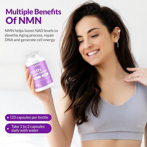 NMN Supplement - 10-in-1 with Nicotinamide Mononucleotide, Resveratrol, TMG & Quercetin & Glutathione, NAD+ Supplement Precursor, for Healthy Cellular, Aging, Energy, 120 Vegan Non-GMO Capsules in Kuwait