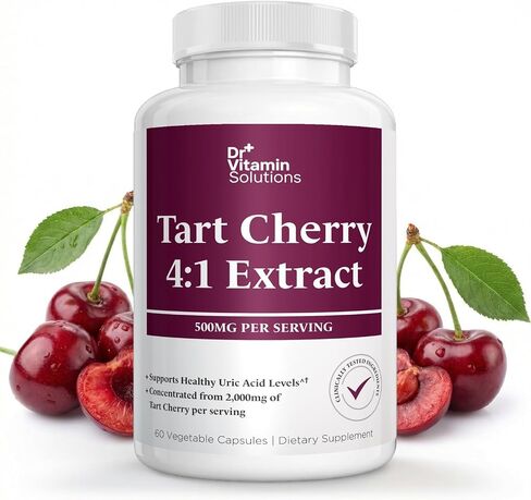 Tart Cherry Extract Capsules – 4:1 Concentrated Equivalent to 2,000 mg Whole Tart Cherry per Serving – Uric Acid, Joint & Sleep Support – Antioxidant Polyphenol Formula, Non-GMO, 60 Vegetable Capsules in Saudi Arabia