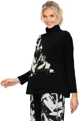 IC Collection Colorblock Print Pocket High Neckline Top in Saudi Arabia