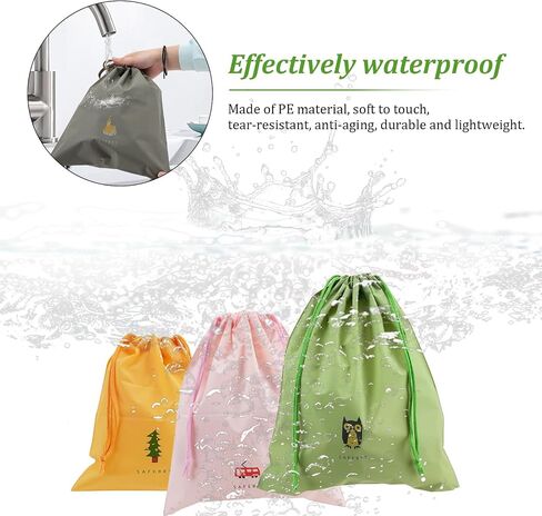 10PCS Waterproof Drawstring Bag, 8 Colorful Travel Storage Bags & 2 Clear Bags, Portable Plastic Travel Organize Pouch for Swimming Gym Pool Beach Sports Wet Cloth Shoes in Kuwait