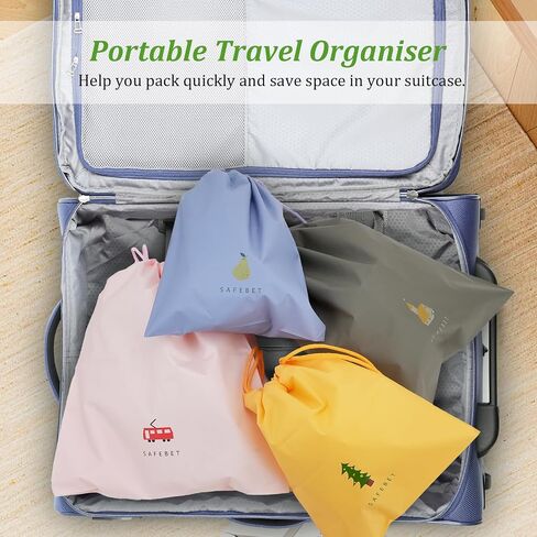 10PCS Waterproof Drawstring Bag, 8 Colorful Travel Storage Bags & 2 Clear Bags, Portable Plastic Travel Organize Pouch for Swimming Gym Pool Beach Sports Wet Cloth Shoes in Kuwait