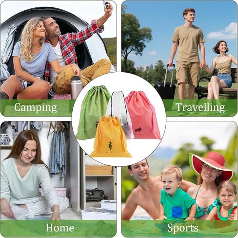 10PCS Waterproof Drawstring Bag, 8 Colorful Travel Storage Bags & 2 Clear Bags, Portable Plastic Travel Organize Pouch for Swimming Gym Pool Beach Sports Wet Cloth Shoes in Kuwait