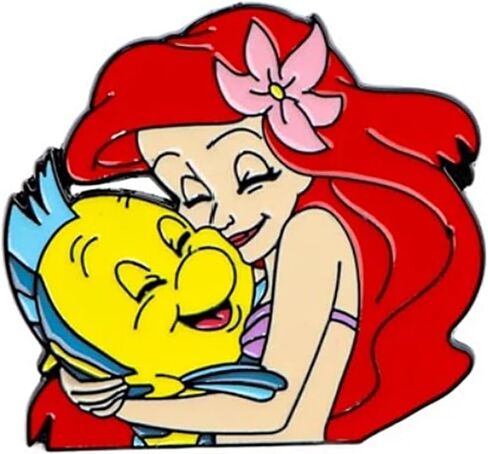Ariel Mermaid With Flounder 1.2 Inches Tall Metal Enamel Pin in Kuwait