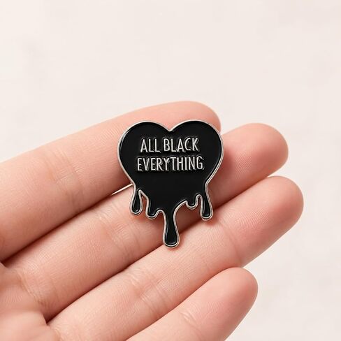 Funny Pin - Enamel Emotional Quote Pins Brooch with "ALL BLACK EVERYTHING" for Jackets,Backpacks,Hats. Black Heart Brooches Gifts for Moody Fashion Lovers,Friends,Family. in Saudi Arabia