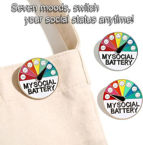 My Social Battery Slider Pin 5 Pcs, Mood Tracker Enamel Pin for Backpack, 7 Day Energy Level Indicator Badge, Interactive Emotional Support Brooch for Women Girls Friend Gift in Kuwait