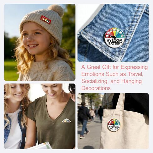 My Social Battery Slider Pin 5 Pcs, Mood Tracker Enamel Pin for Backpack, 7 Day Energy Level Indicator Badge, Interactive Emotional Support Brooch for Women Girls Friend Gift in Kuwait