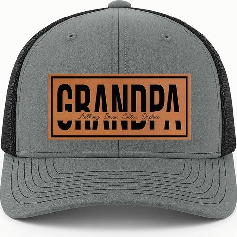 Personalized Grandpa Gifts for Men - Custom Pawpaw Hat with Kids Names - Premium Leather Patch Custom Gifts - New Grandpa Hat - Men's Birthday Accessory or Grandpa Baby Announcement Multi in Saudi Arabia